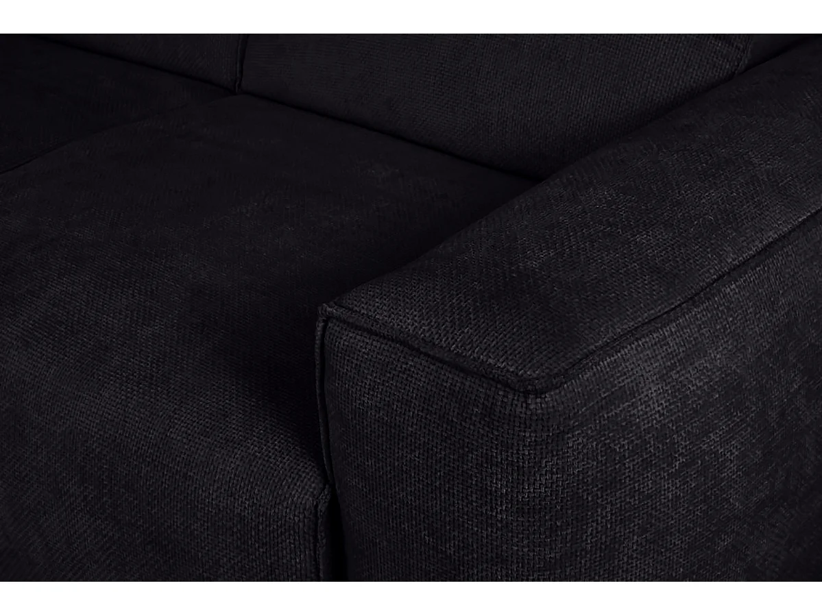 Canapé d’angle LUXOR L droit convertible avec coffre – canapé salon moderne, lit d’appoint, tissu noir, canapé familial confortable
