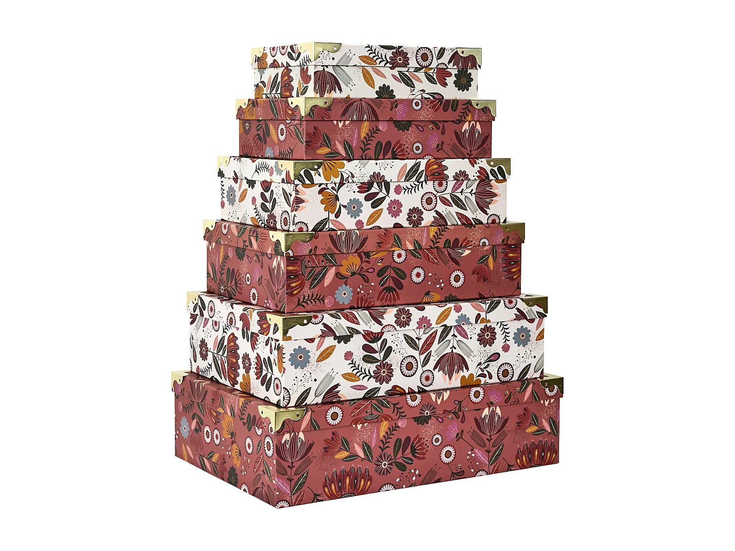 Lot de 6 Boîtes de Rangement - HOME DECO FACTORY - Pratiques - Chic - Multicolore