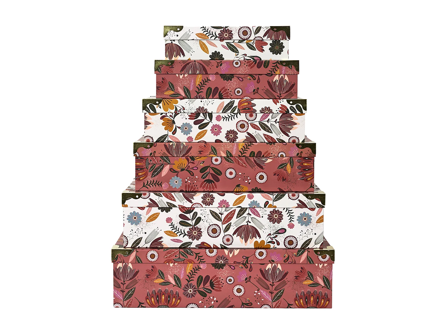 Lot de 6 Boîtes de Rangement - HOME DECO FACTORY - Pratiques - Chic - Multicolore
