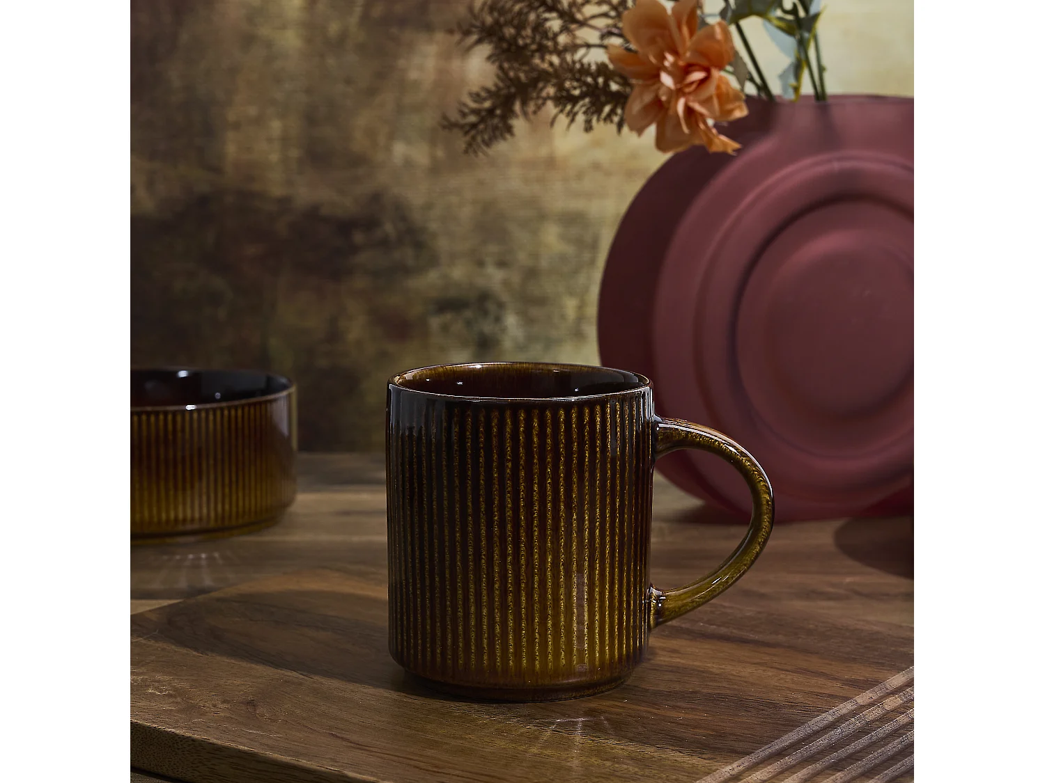 Lot de 6 Mugs Design "Ysia" 30cl Marron