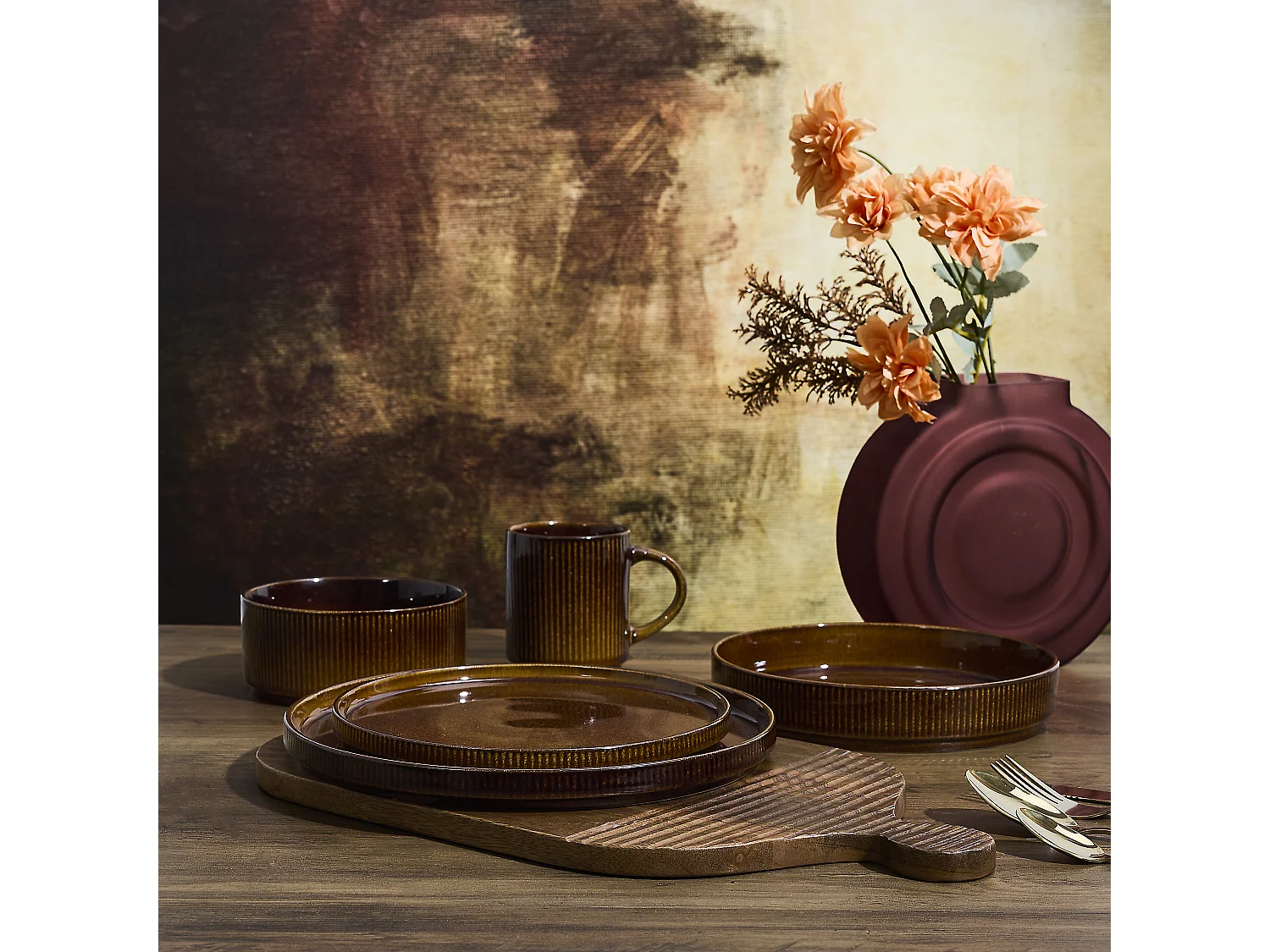 Lot de 6 Mugs Design "Ysia" 30cl Marron