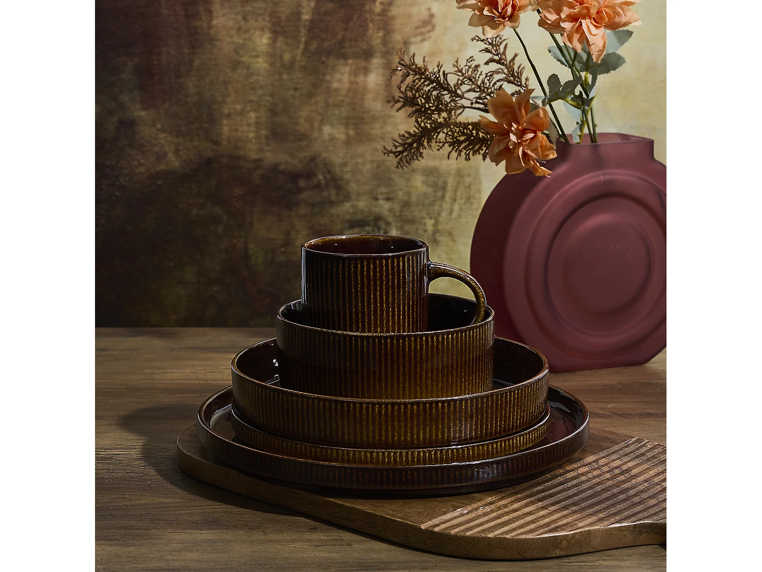 Lot de 6 Mugs Design "Ysia" 30cl Marron
