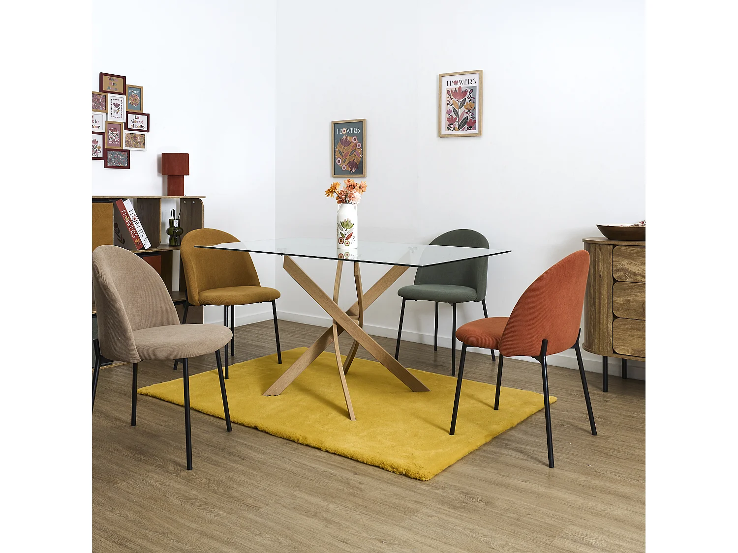 Table De Repas En Verre Heritage 140x80cm Marron