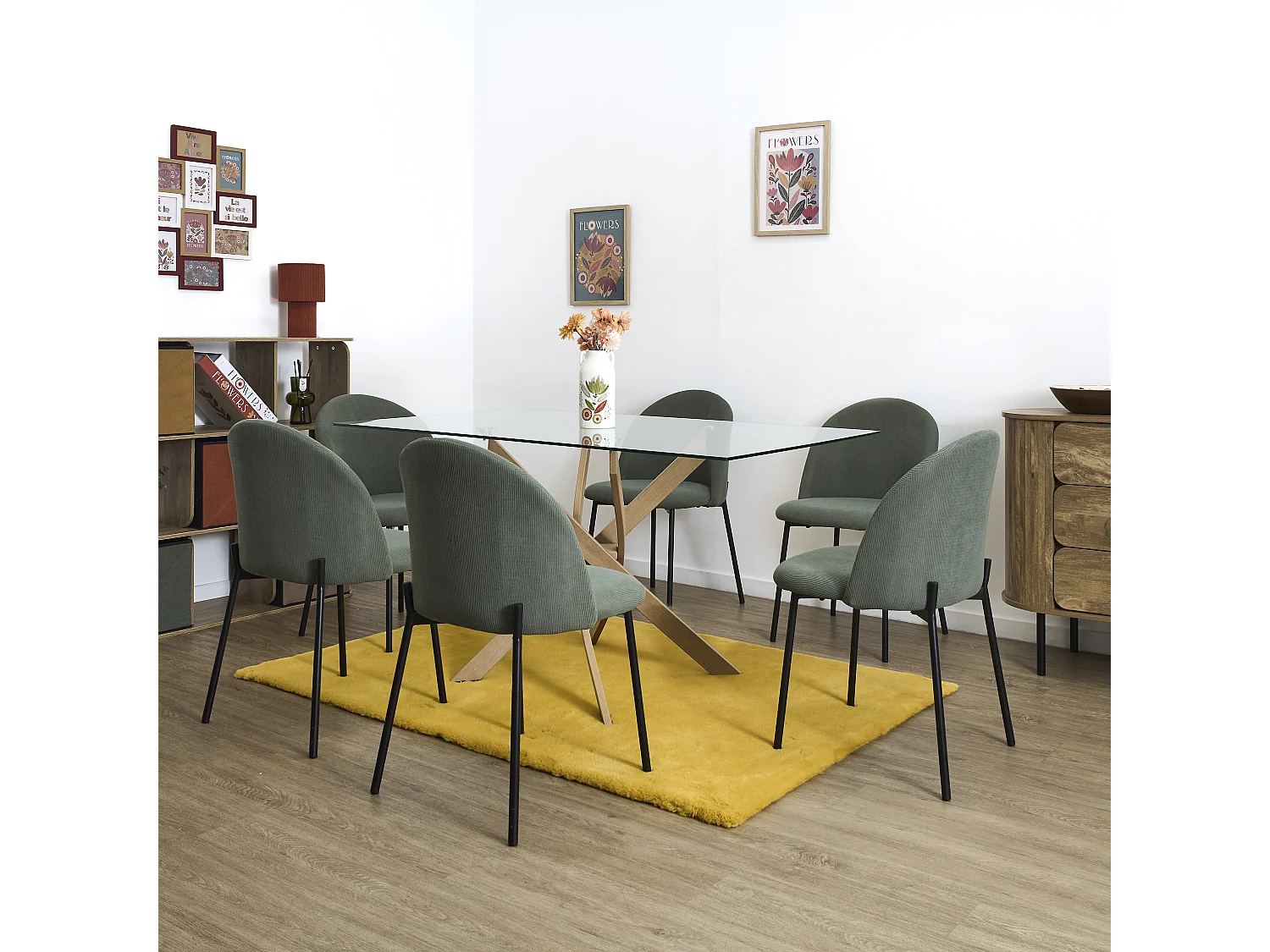 Table De Repas En Verre Heritage 140x80cm Marron
