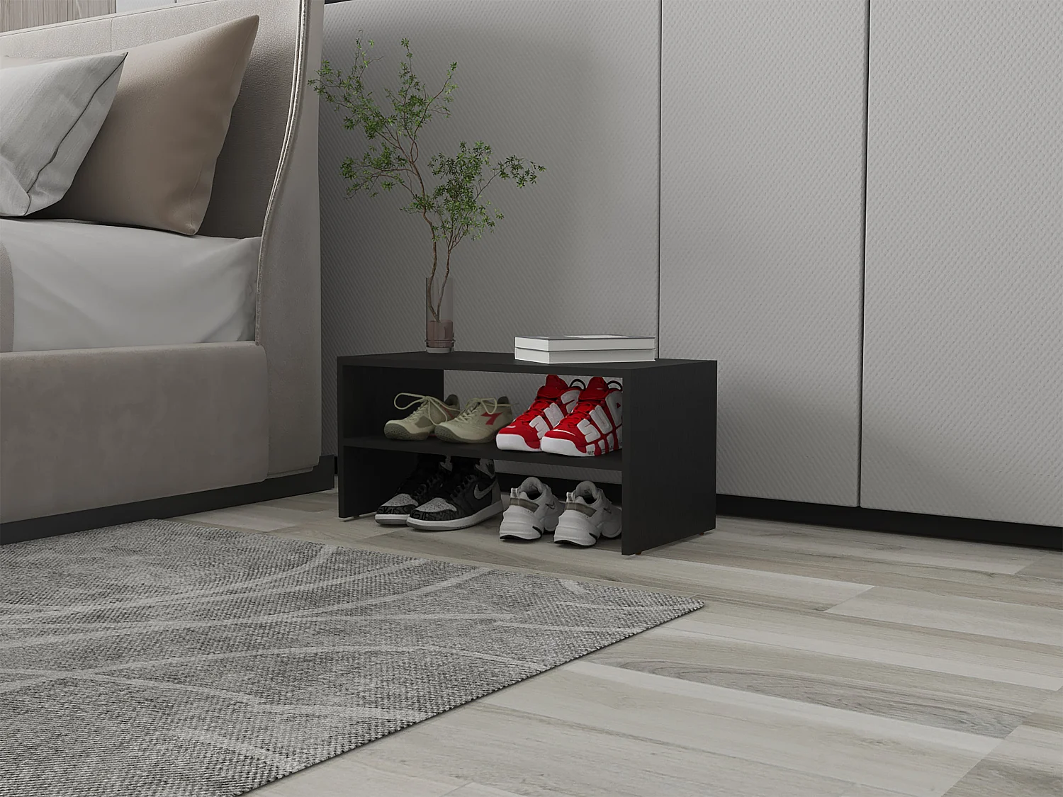 Étagère empilable basique pour chaussures, wengué