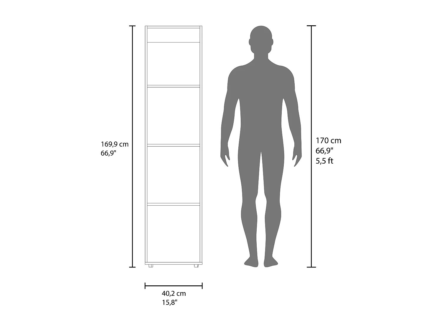 HOME DREAMS M5 - Guarda-roupa com espelho, 1 porta, branco