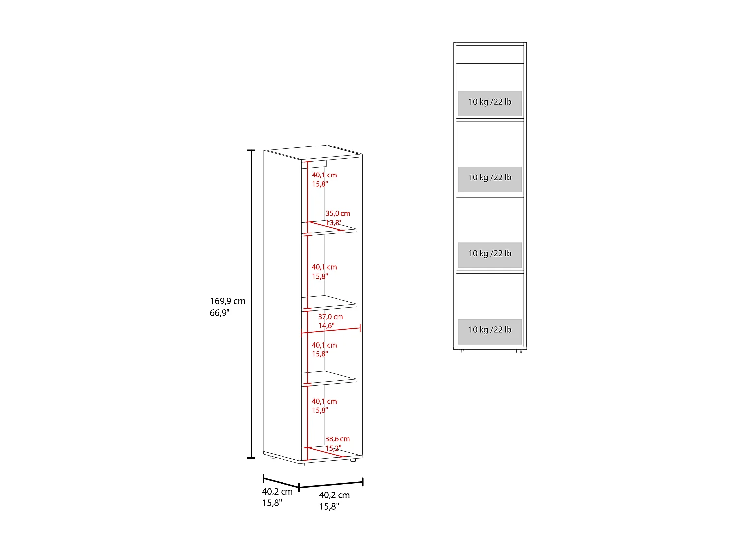 HOME DREAMS M5 - Guarda-roupa com espelho, 1 porta, branco