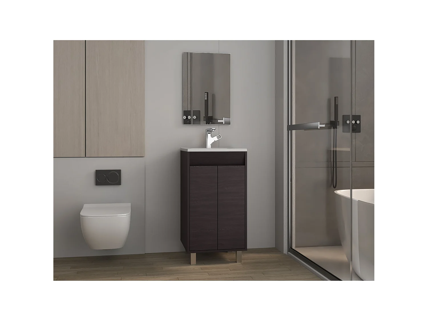 TUHOME CONCEPT Colonne de salle de bain Brady Cm de 45 cm, wengé
