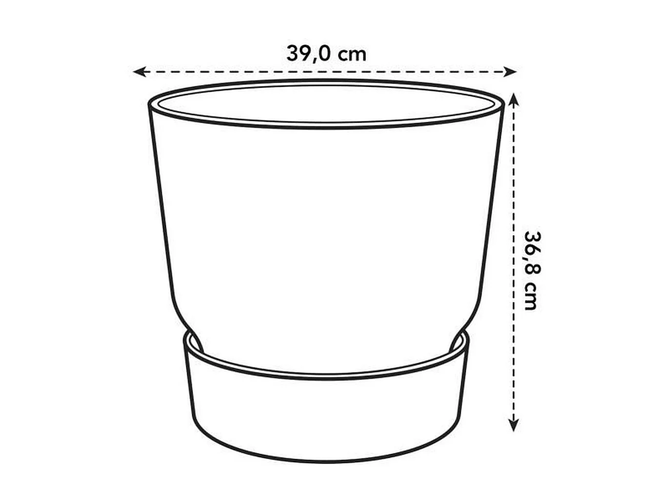 Maceta redonda 40 - Exterior Ø 39 x 36,8 cm - Living negro