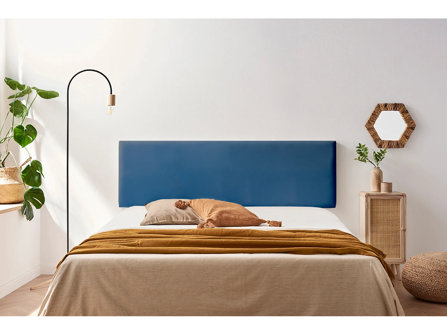 Tête de Lit Tapisée NOVA Simili cuir 170x50x5 cm - Bleu Foncé - Moonia