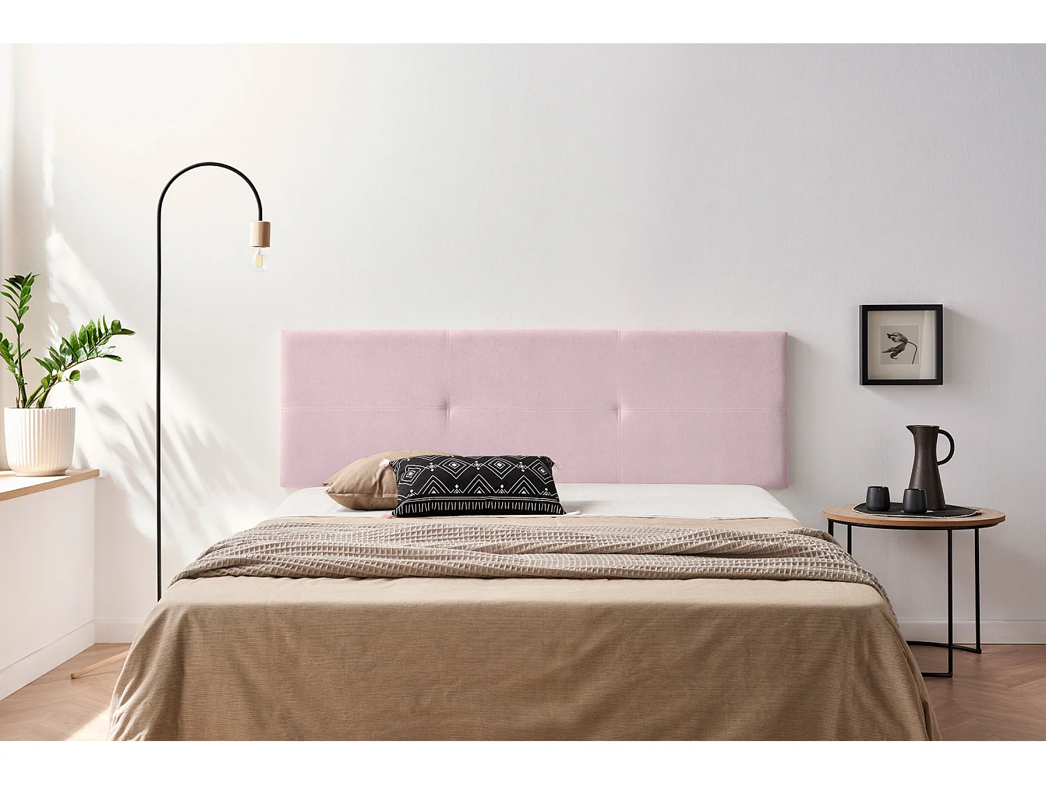 Tête de Lit Tapisée ALMA Aqualine 115x50x5 cm - Rose Clair - Moonia