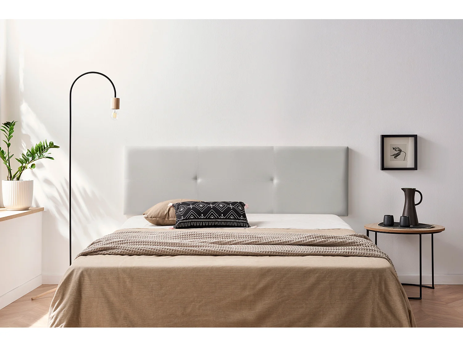 Hoofddeel Bekleed ALMA Kunstleer 145x50x5 cm - Lichtgrijs - Moonia