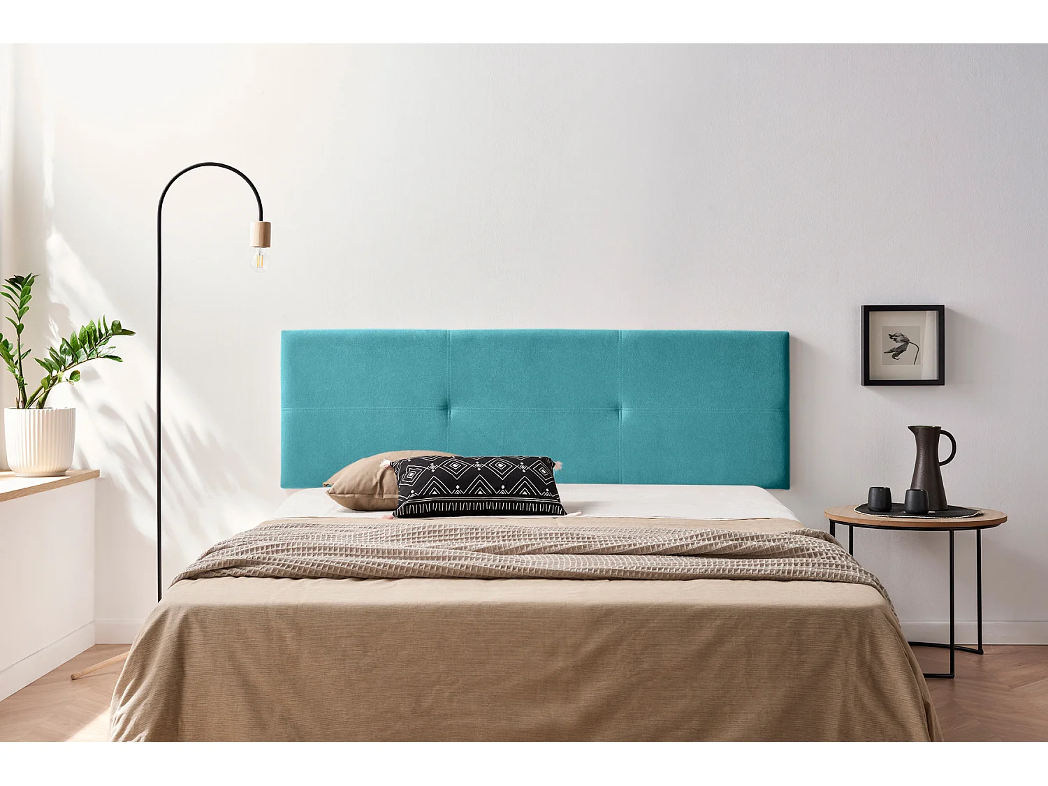 Tête de Lit Tapisée ALMA Aqualine 115x50x5 cm - Turquoise - Moonia