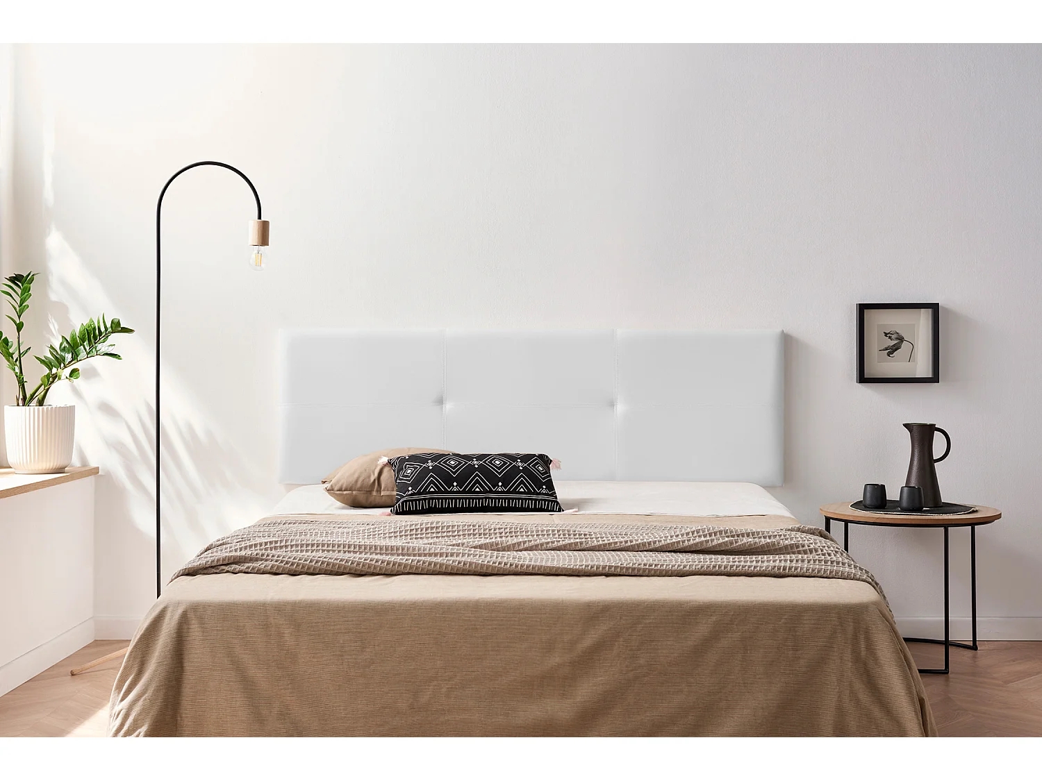 Tête de Lit Tapisée ALMA Simili cuir 130x50x5 cm - Blanc - Moonia