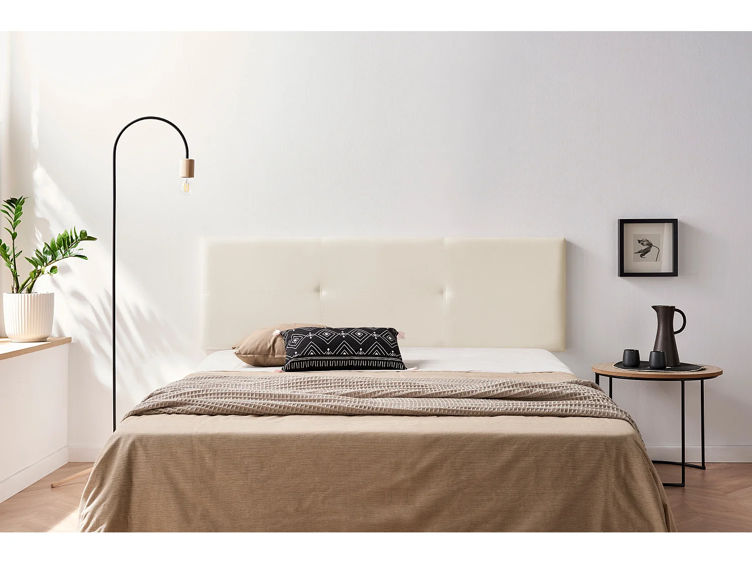 Tête de Lit Tapisée ALMA Simili cuir 115x50x5 cm - Blanc Cassé - Moonia