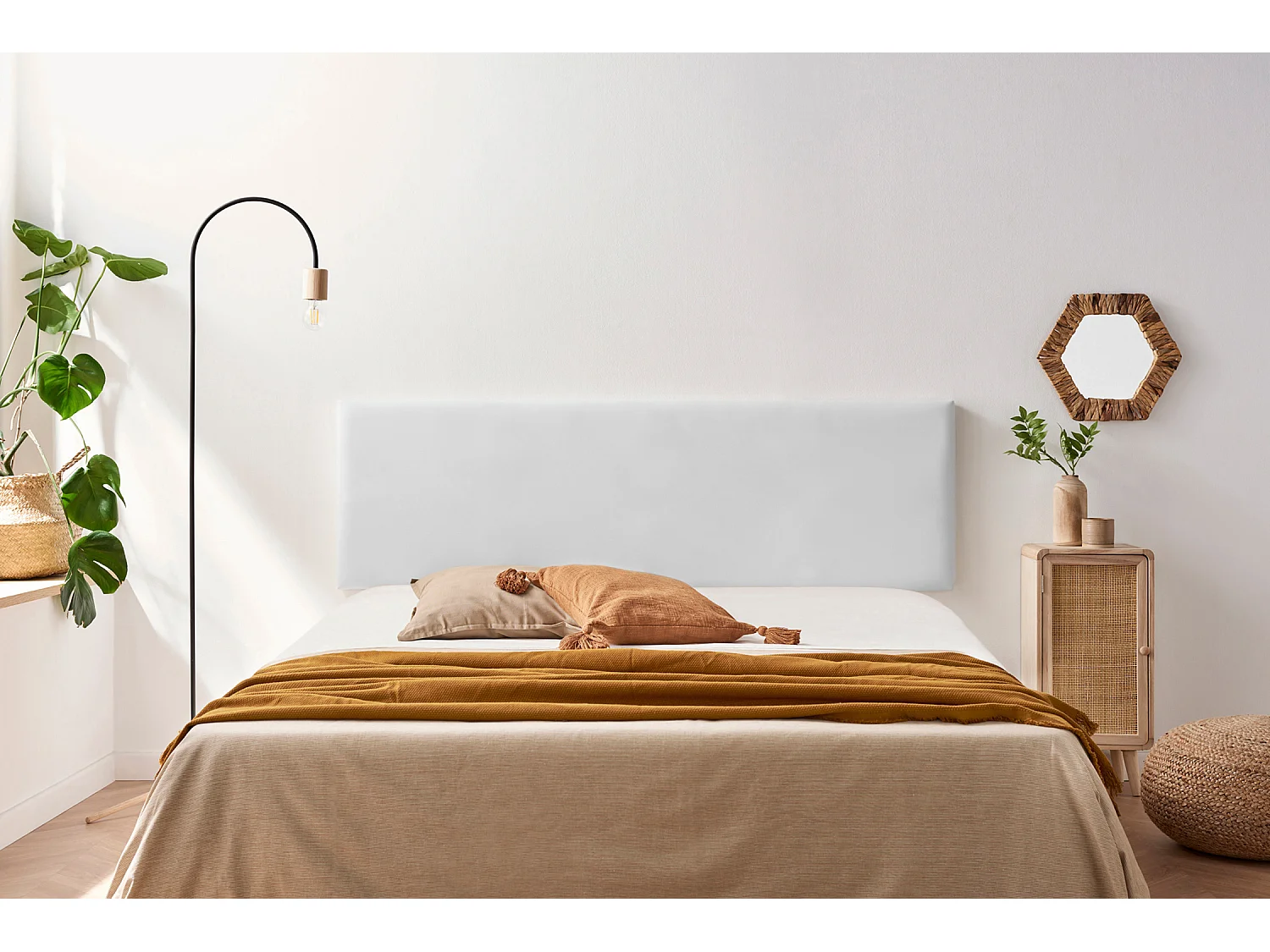 Tête de Lit Tapisée NOVA Simili cuir 160x50x5 cm - Blanc - Moonia