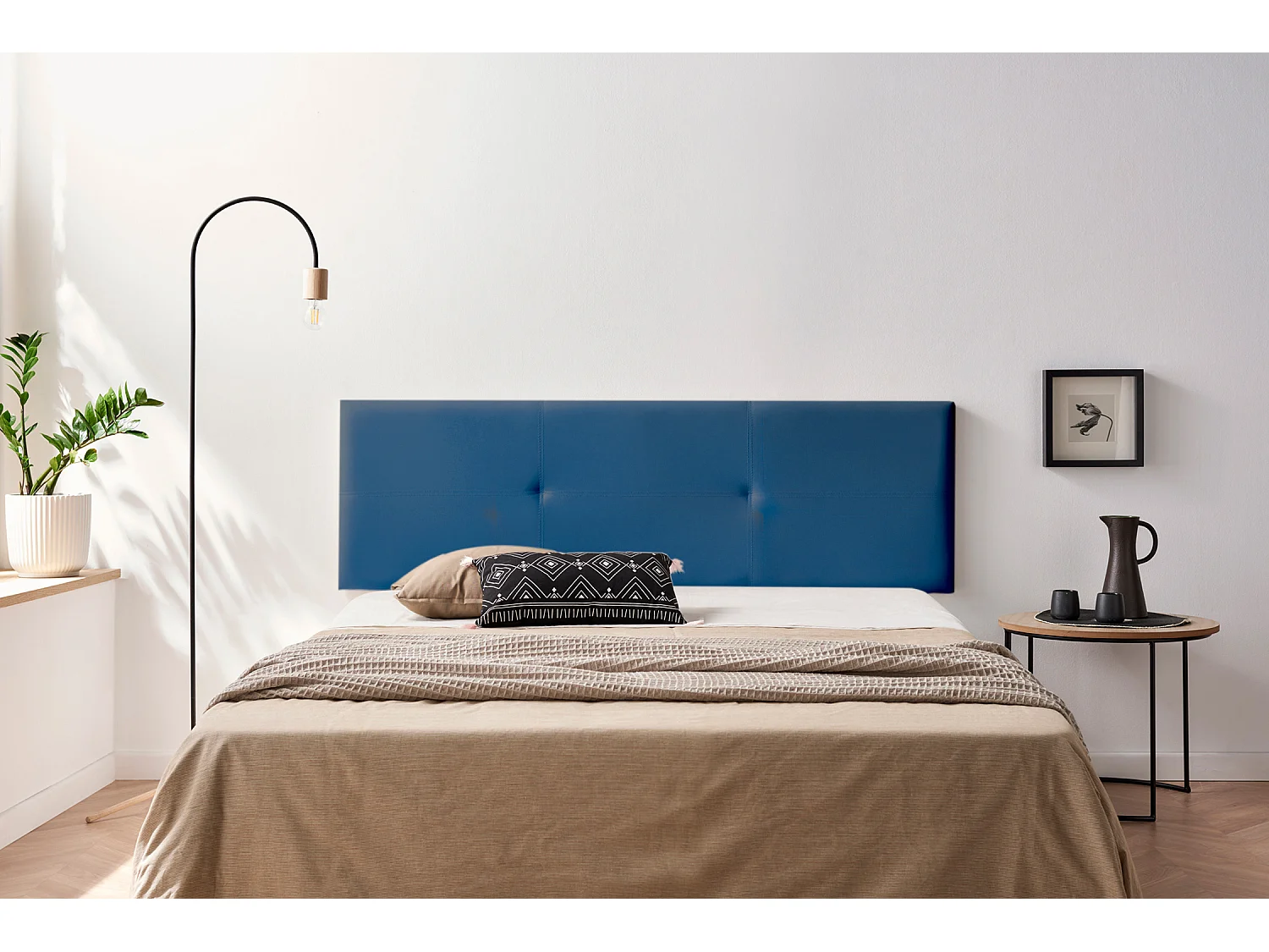 Tête de Lit Tapisée ALMA Simili cuir 115x50x5 cm - Bleu Foncé - Moonia