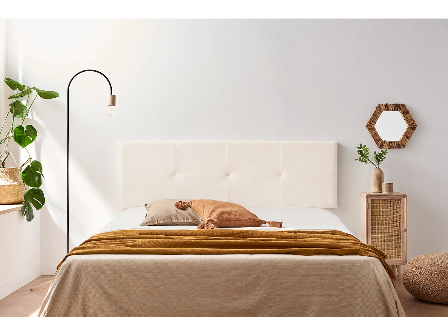 Tête de Lit Tapisée ALTEA Aqualine 170x50x5 cm - Beige - Moonia