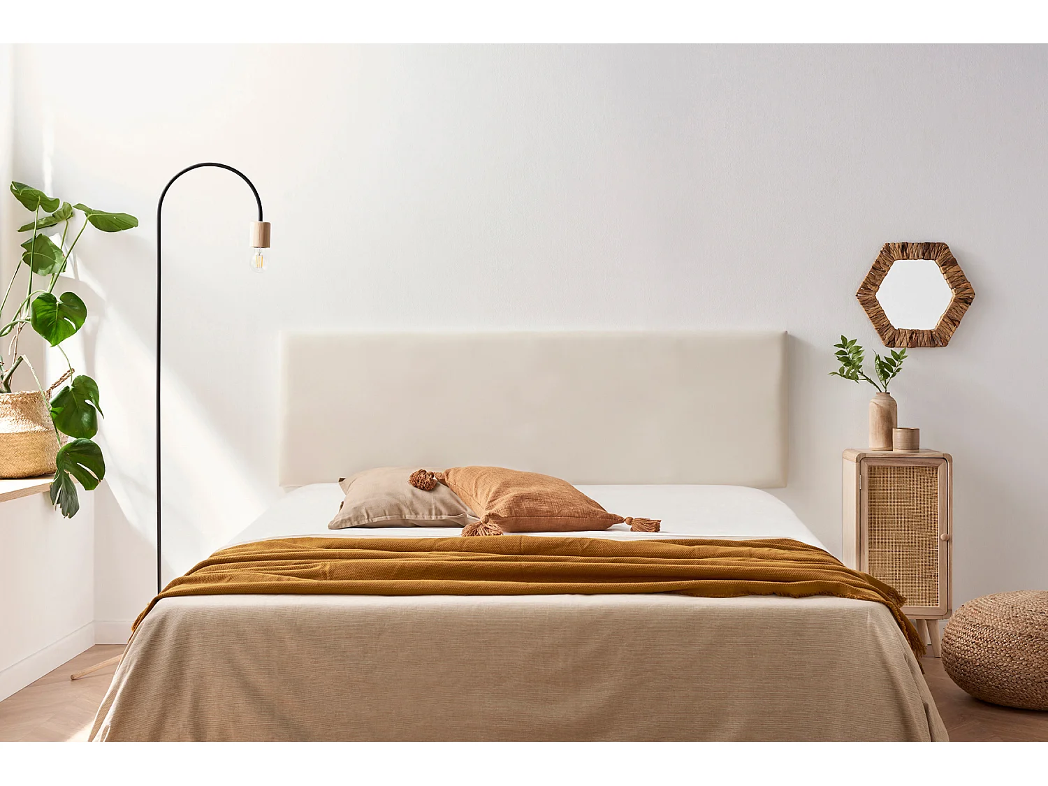 Tête de Lit Tapisée NOVA Simili cuir 170x50x5 cm - Beige - Moonia