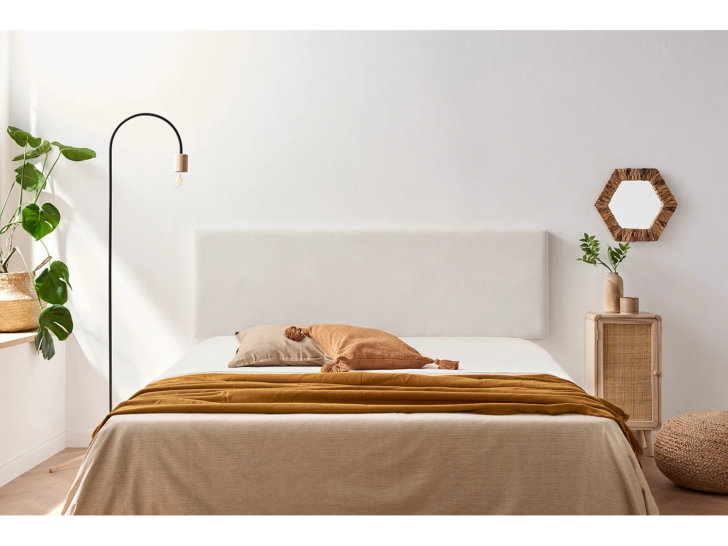 Tête de Lit Tapisée NOVA Aqualine 130x50x5 cm - Beige - Moonia