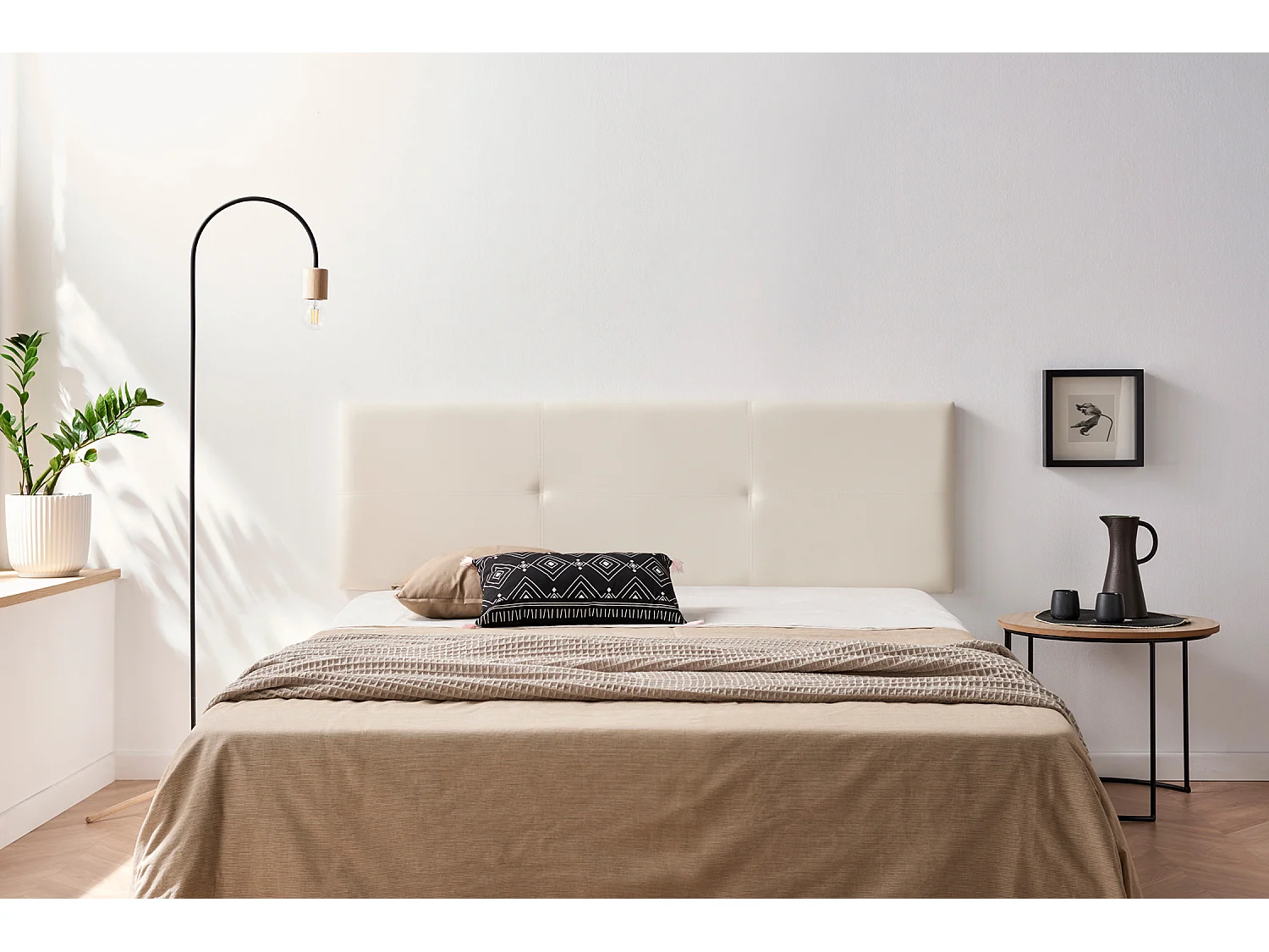 Tête de Lit Tapisée ALMA Simili cuir 170x50x5 cm - Beige - Moonia