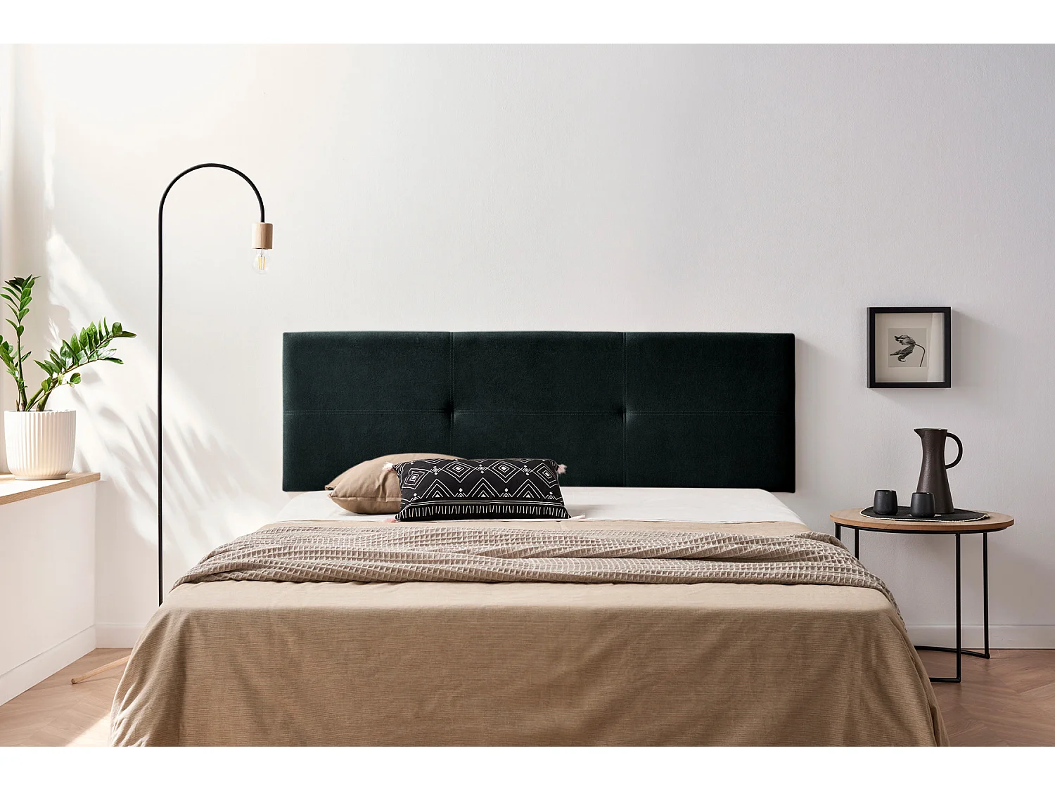 Tête de Lit Tapisée ALMA Aqualine 115x50x5 cm - Noir - Moonia