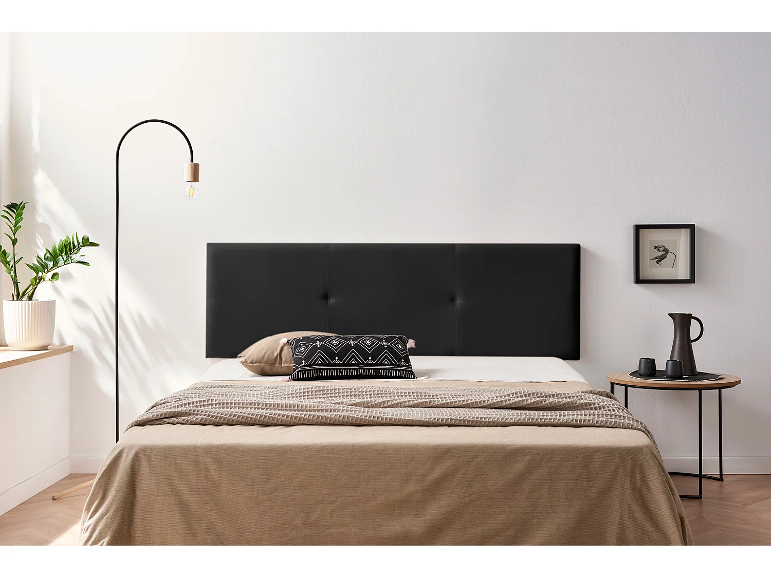 Tête de Lit Tapisée ALMA Simili cuir 170x50x5 cm - Noir - Moonia