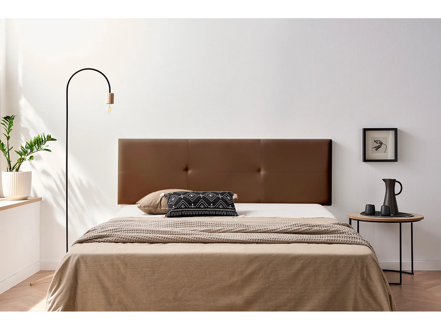 Tête de Lit Tapisée ALMA Simili cuir 90x50x5 cm - Marron - Moonia