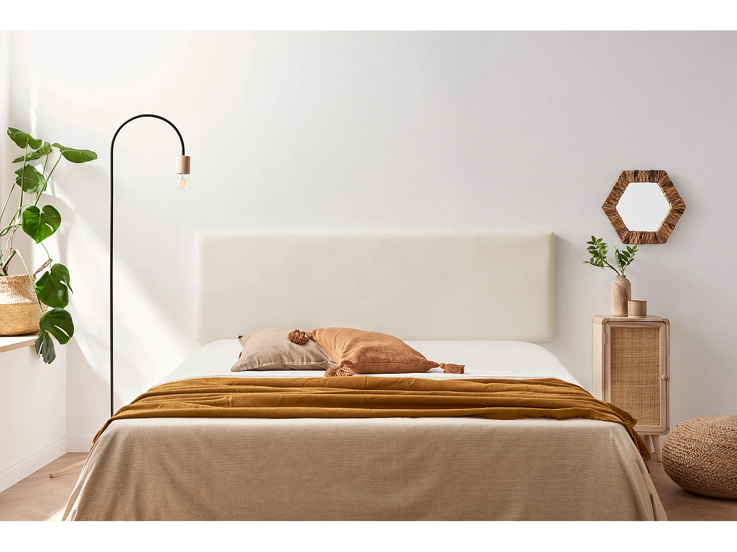 Tête de Lit Tapisée NOVA Simili cuir 90x50x5 cm - Blanc Cassé - Moonia