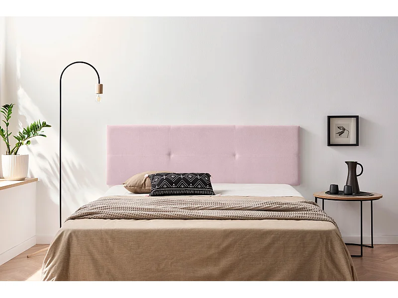 Tête de Lit Tapisée ALMA Aqualine 160x50x5 cm - Rose Clair - Moonia