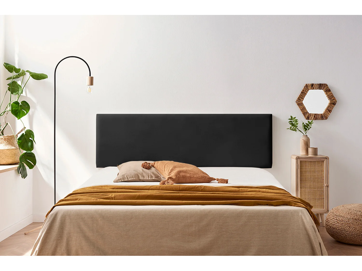 Hoofddeel Bekleed NOVA Kunstleer 170x50x5 cm - Zwart - Moonia