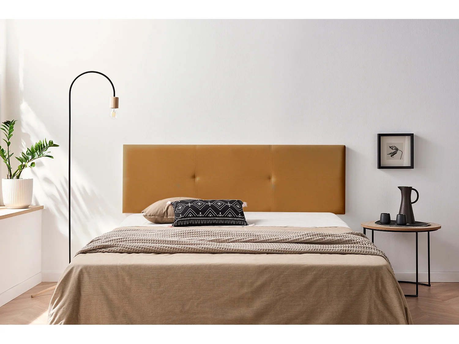 Tête de Lit Tapisée ALMA Simili cuir 170x50x5 cm - Marron Clair - Moonia