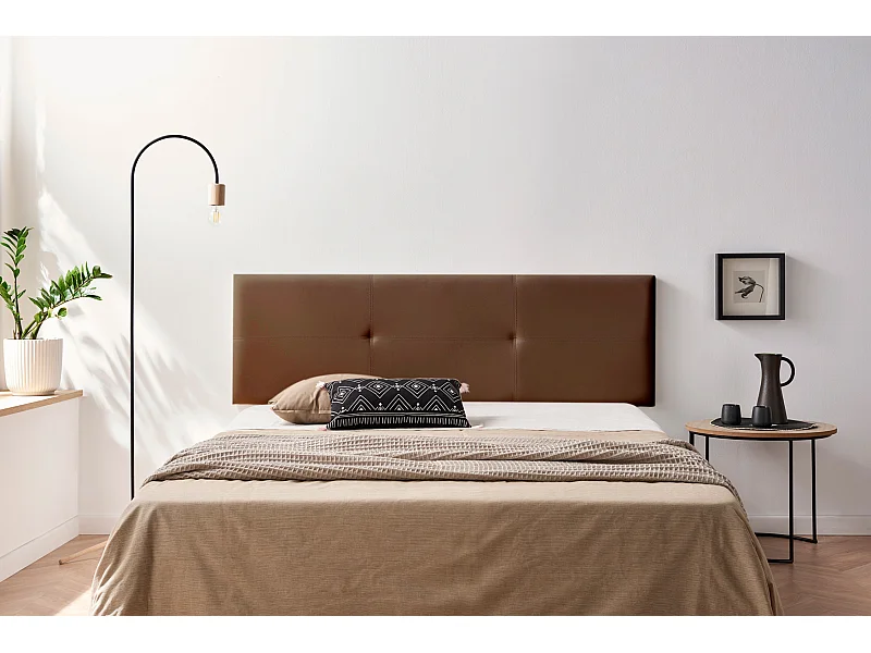Tapicerowane wezgłowie ALMA Sztuczna skóra 170x50x5 cm - Brązowy - Moonia