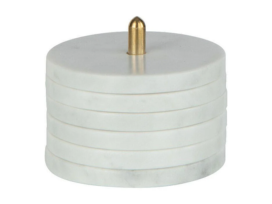 Lot de 6 Dessous de Verre "Marbre" 12cm Blanc