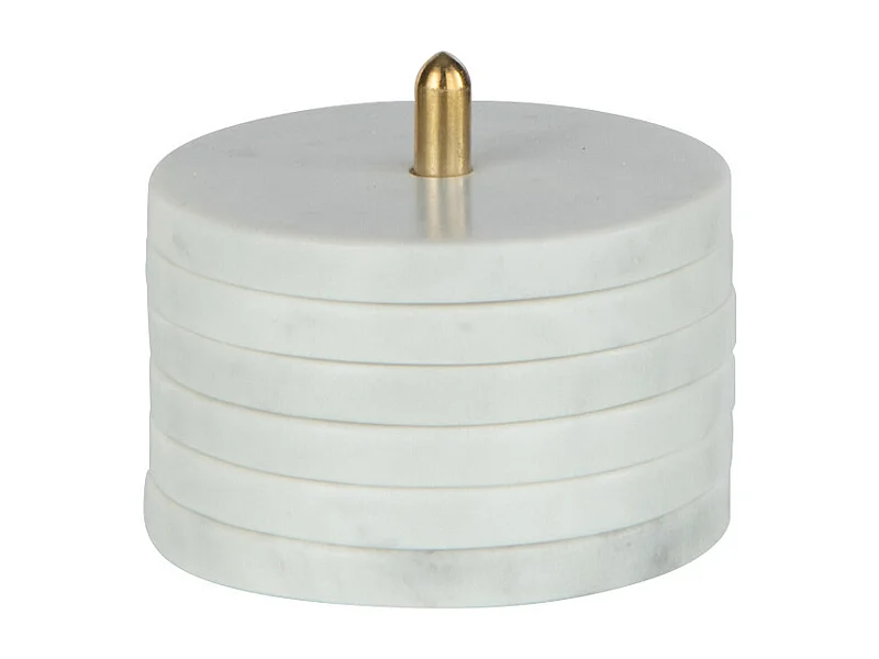 Lot de 6 Dessous de Verre "Marbre" 12cm Blanc