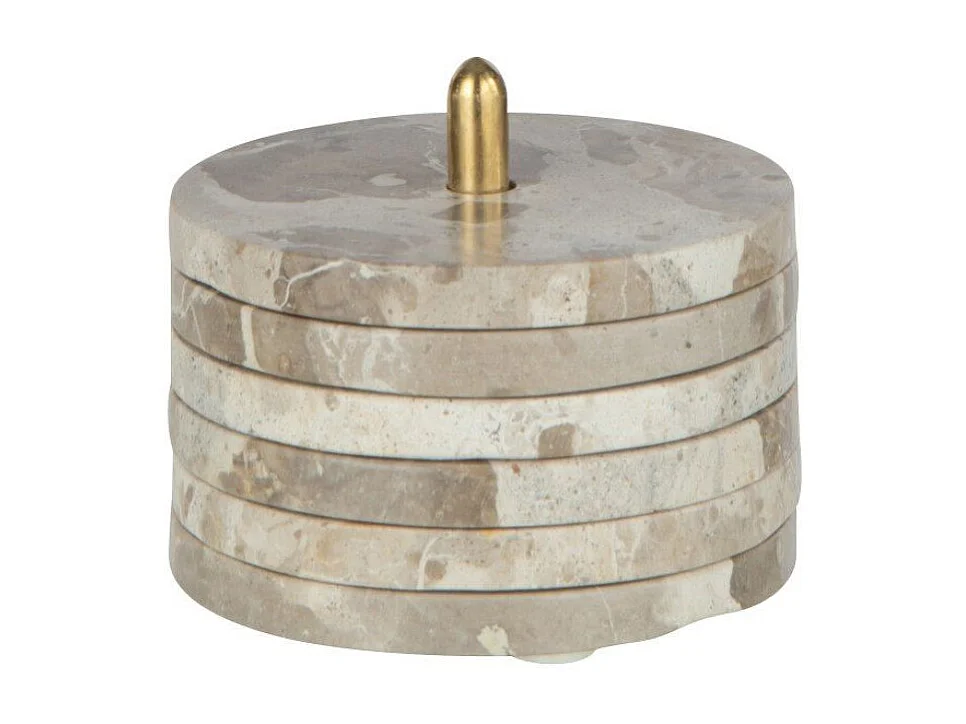 Lot de 6 Dessous de Verre "Marbre" 12cm Beige