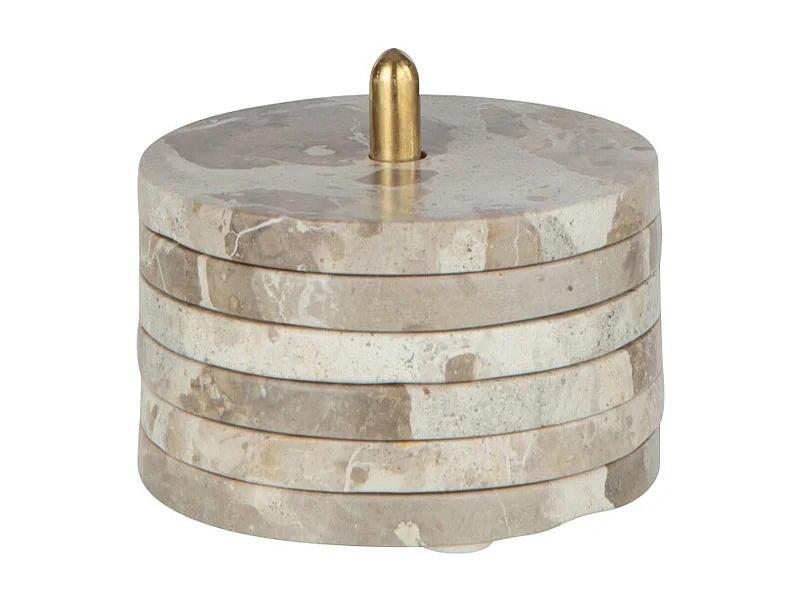 Lot de 6 Dessous de Verre "Marbre" 12cm Beige