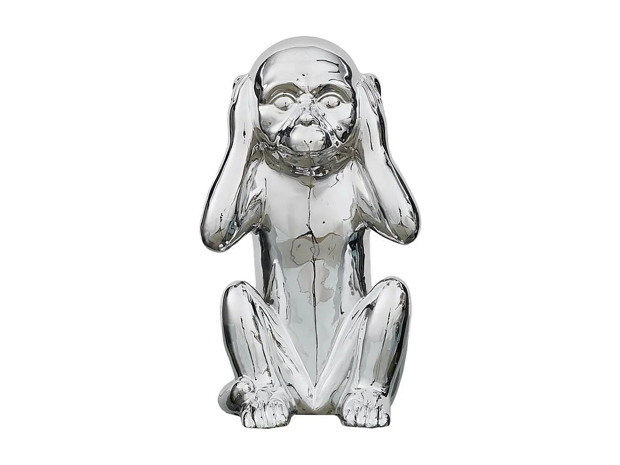 Statue Argentée Singe de la Sagesse "N'entends pas" H28cm - ZHIHUI