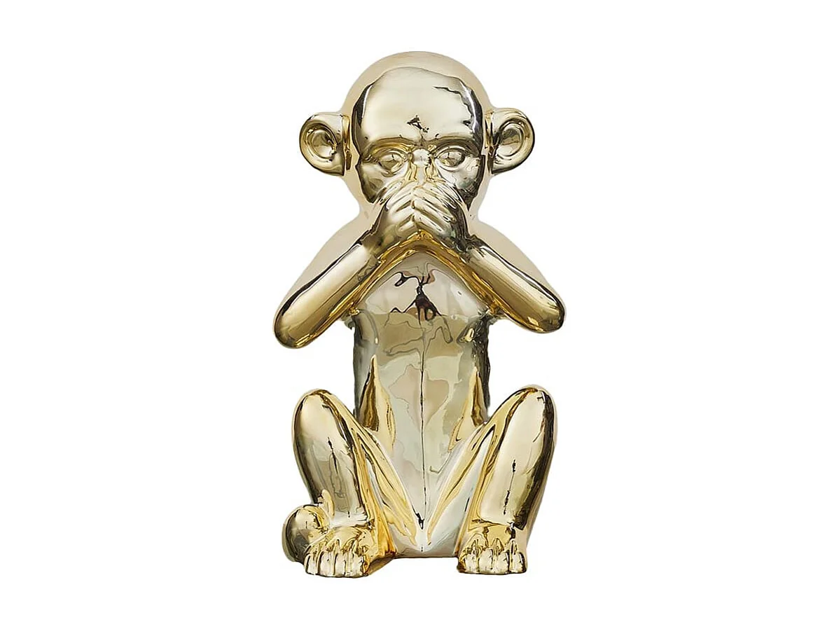 Statue Dorée Singe de la Sagesse "Ne parle pas" H28cm - ZHIHUI