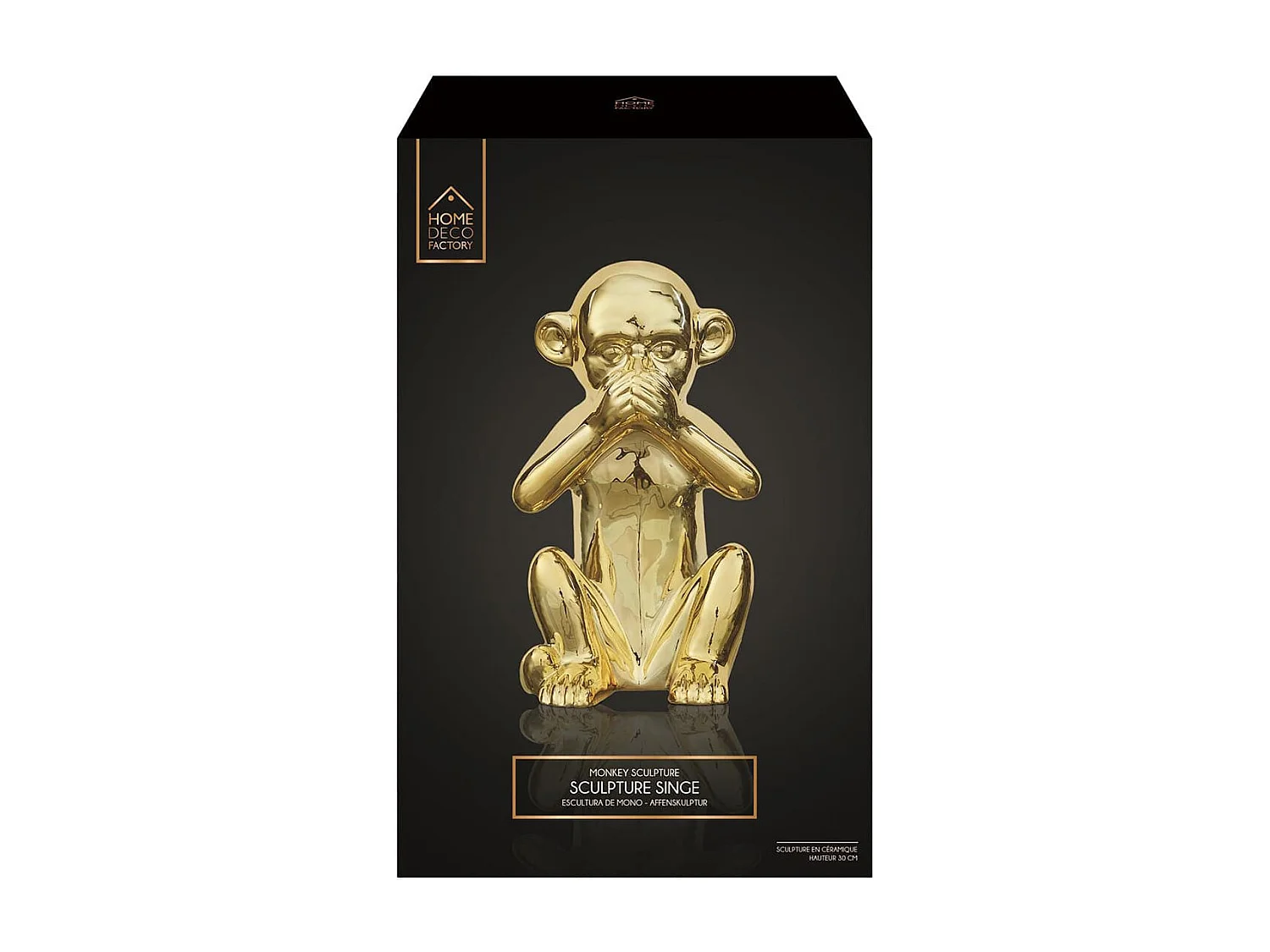 Statue Dorée Singe de la Sagesse "Ne parle pas" H28cm - ZHIHUI