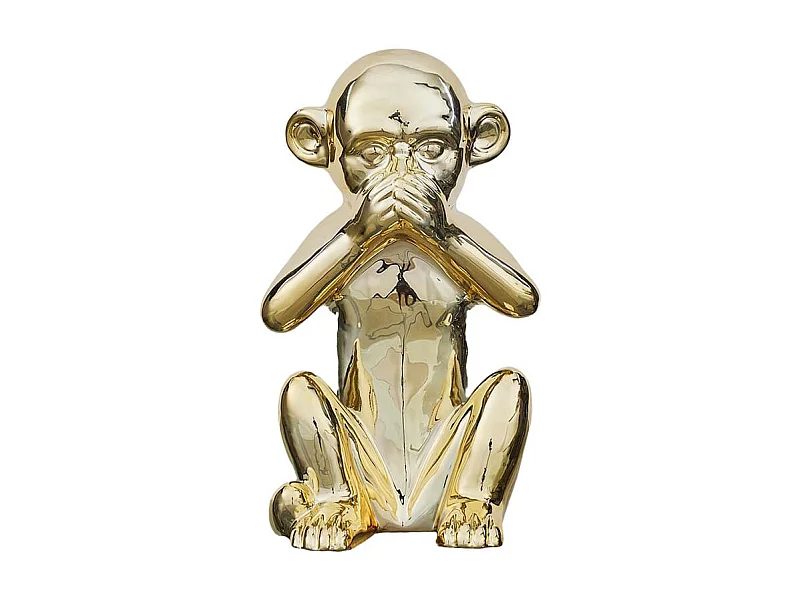 Statue Dorée Singe de la Sagesse "Ne parle pas" H28cm - ZHIHUI