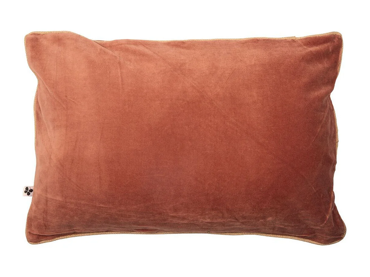 Coussin Déhoussable 40x60cm Velours de Coton Coloris Terracotta - HARRIS