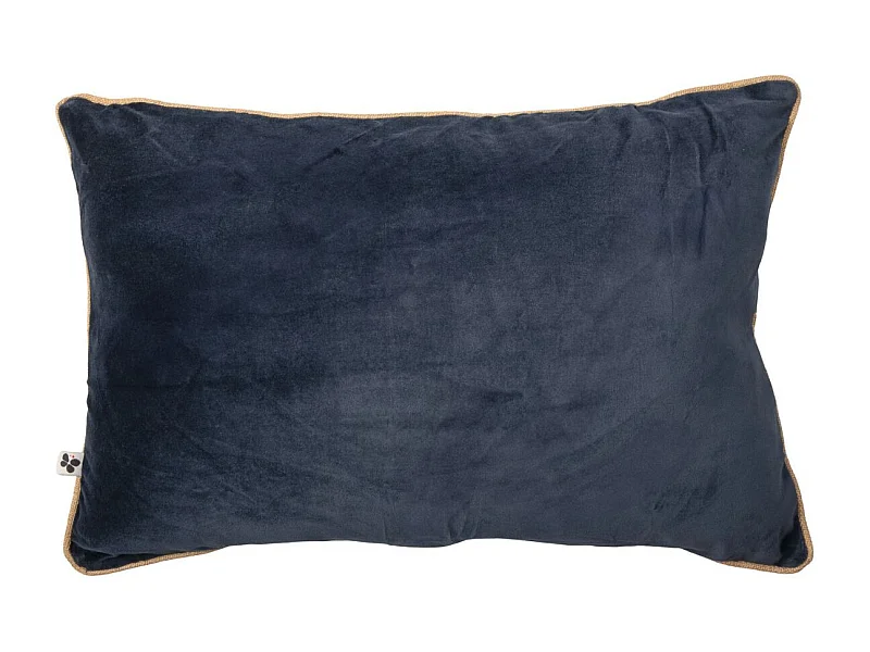 Coussin Déhoussable 40x60cm Velours de Coton Coloris Bleu nuit - HARRIS