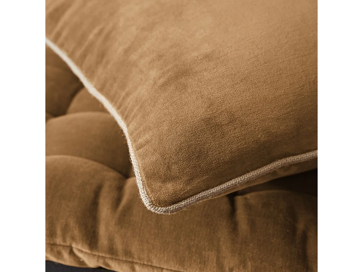 Coussin Déhoussable 40x60cm Velours de Coton Coloris Camel - HARRIS