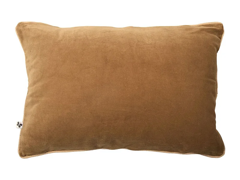 Coussin Déhoussable 40x60cm Velours de Coton Coloris Camel - HARRIS