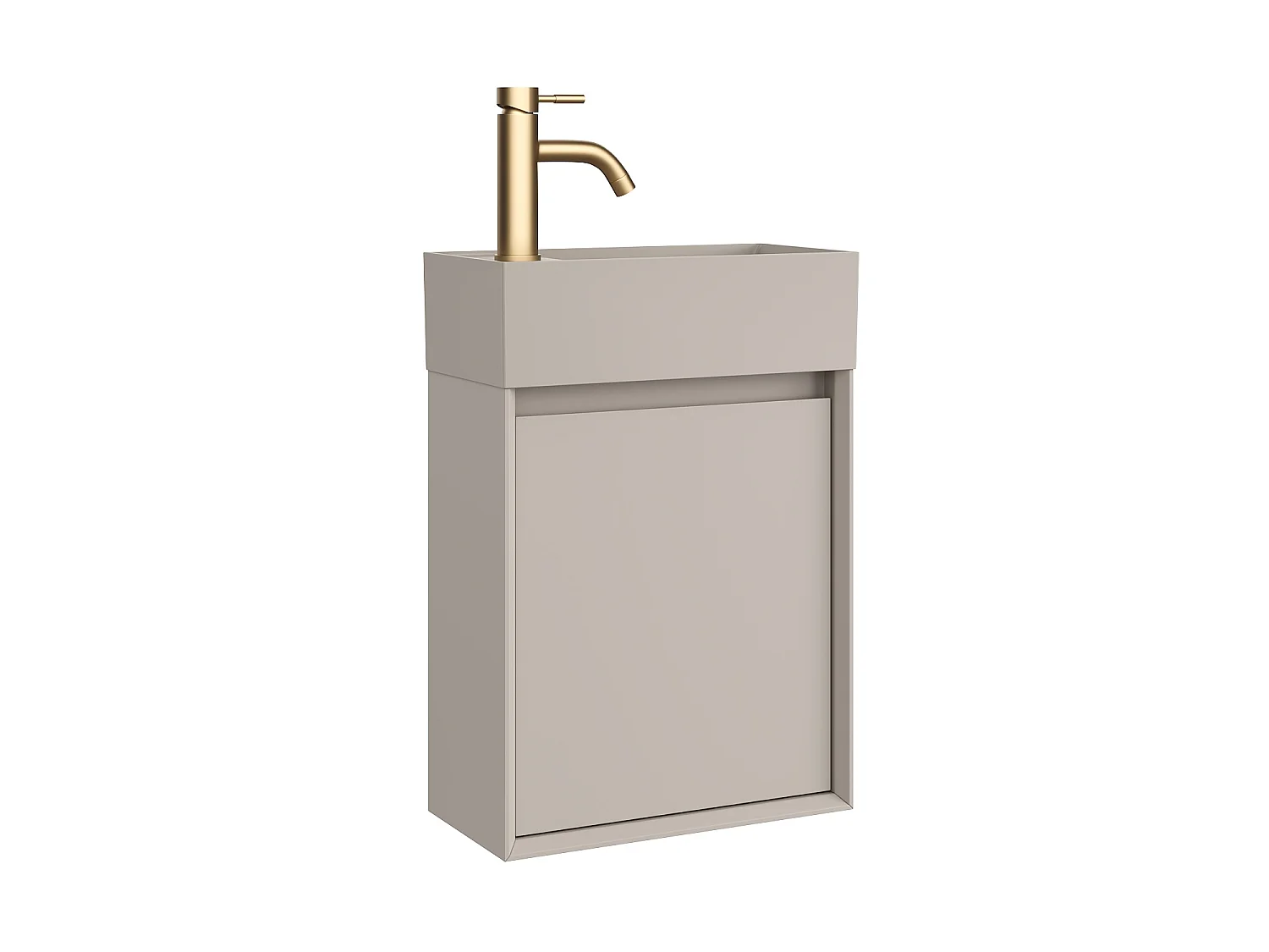 Meuble lave main suspendu avec vasque en résine beige mat et robinet - Beige mat - 40 x 25.5 x 57 cm - SOREL