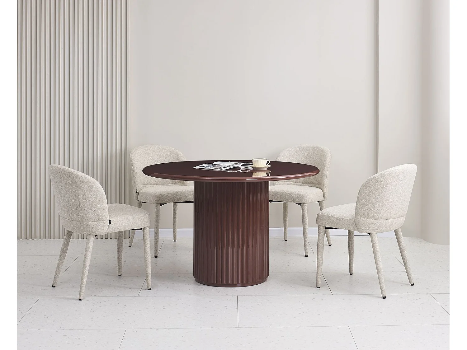 Chaise de salle à manger en tissu bouclé – Beige – COASES