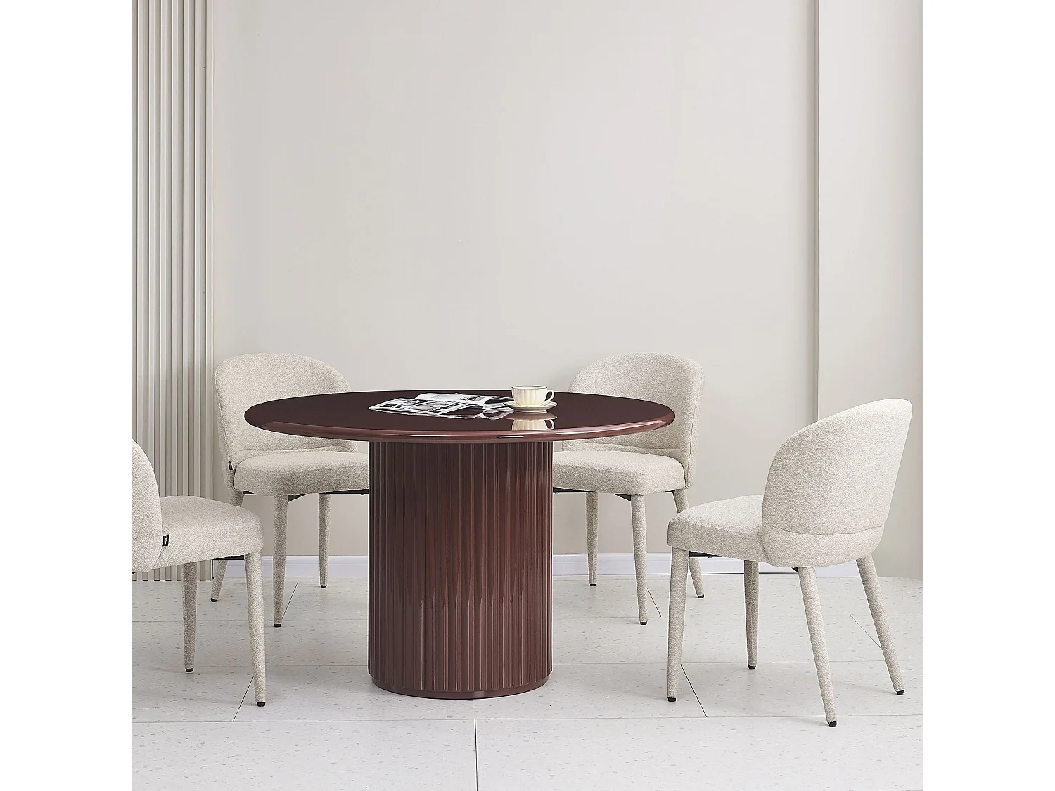 Chaise de salle à manger en tissu bouclé – Beige – COASES
