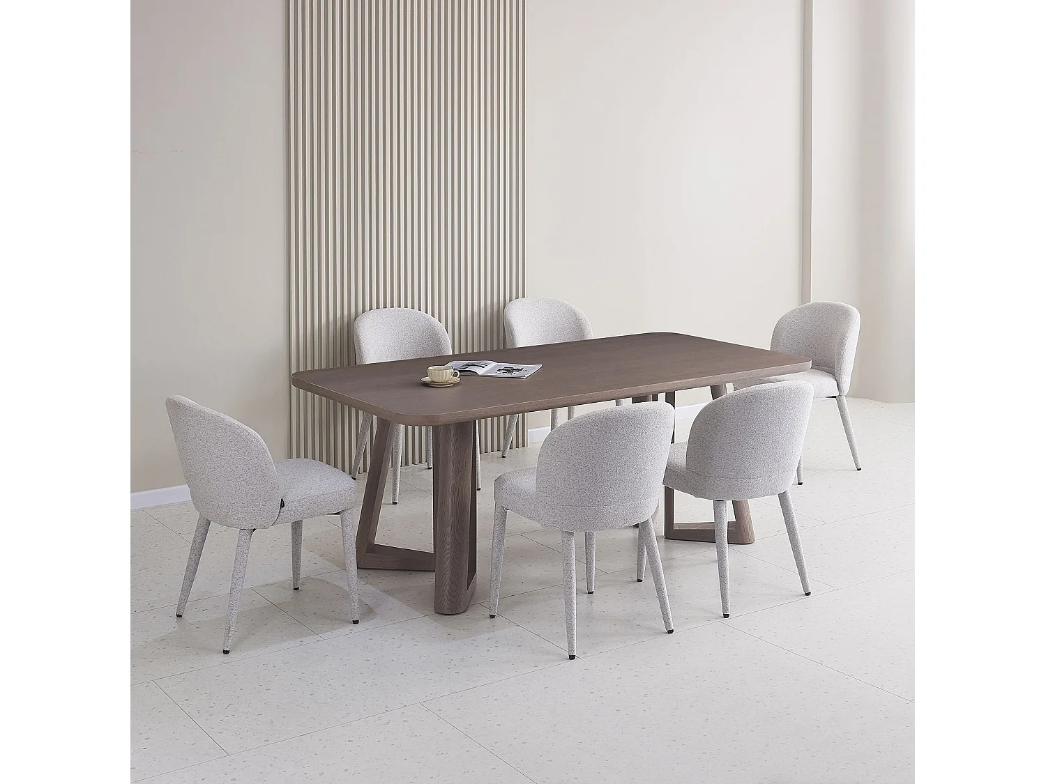 Esszimmerstuhl mit Bouclé-Bezug – Hellgrau – COASES