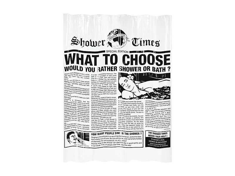 GELCO Rideau de douche Gazette 180 x 200 cm noir